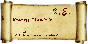Kmetty Elemér névjegykártya